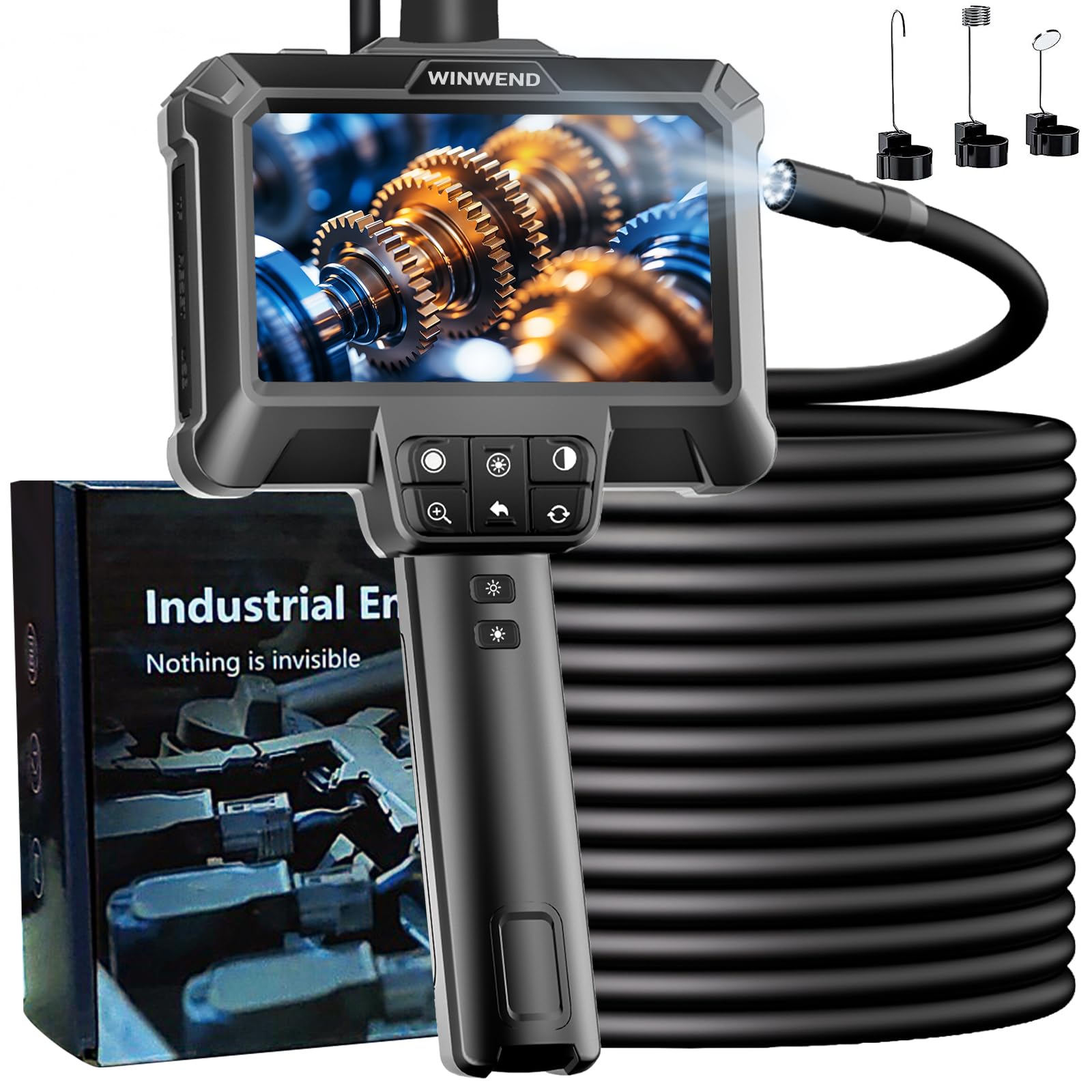 Endoscope Inspection Camera, Borescope with 4.3'' LCD Screen, IP67 Waterproof Borescope Camera with 8 Adjustable LED Lights, HD 1080P Inspection Cameras, 16.5ft Endoscope Cameras, Gadgets for Men