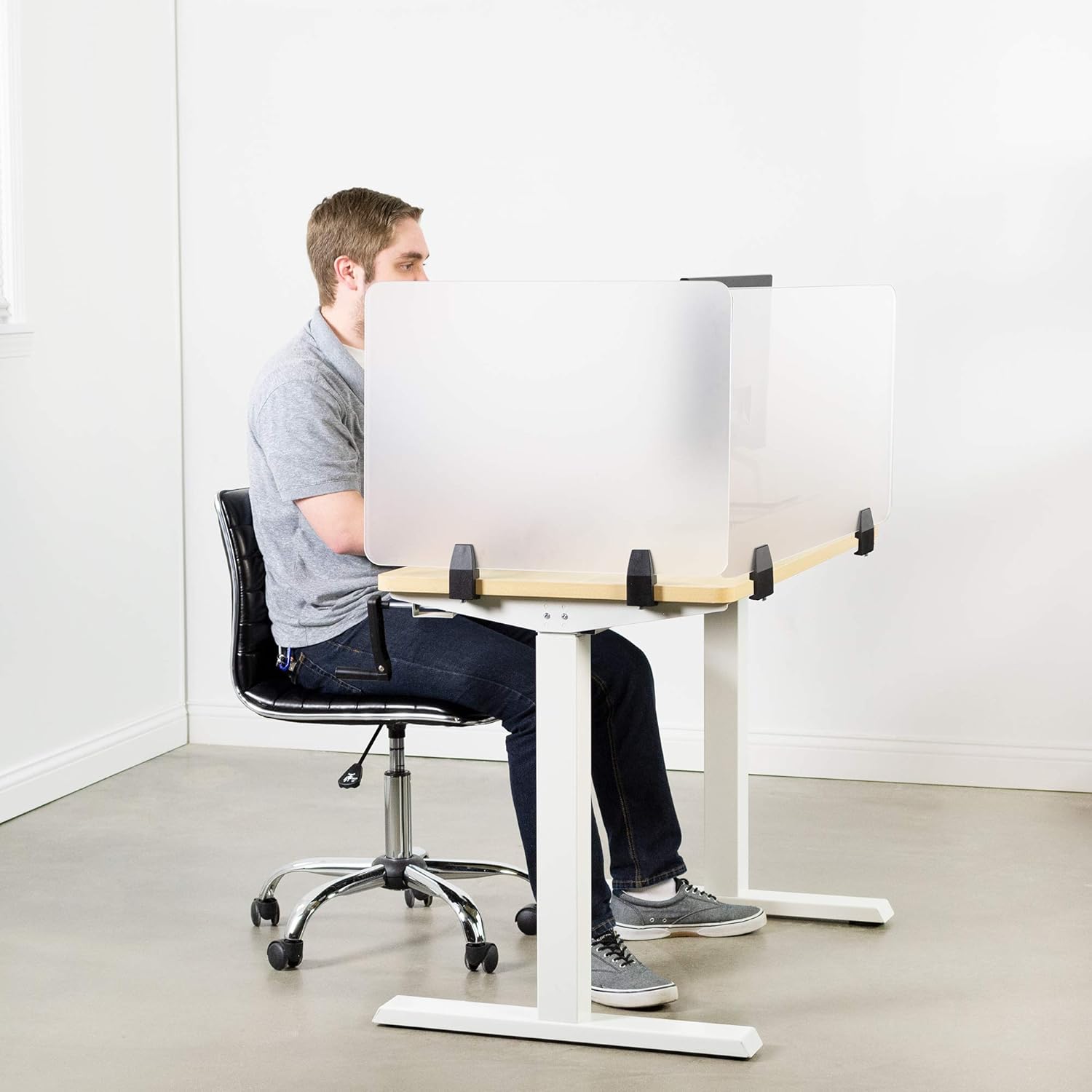 VIVO Dual Frosted Plexiglass 30 x 18 inch Clamp-on Desk Privacy Panels, Acrylic Cubicle Desk Dividers, Office Partitions, Pack of 2, PP-2-G060C: Home Audio & Theater