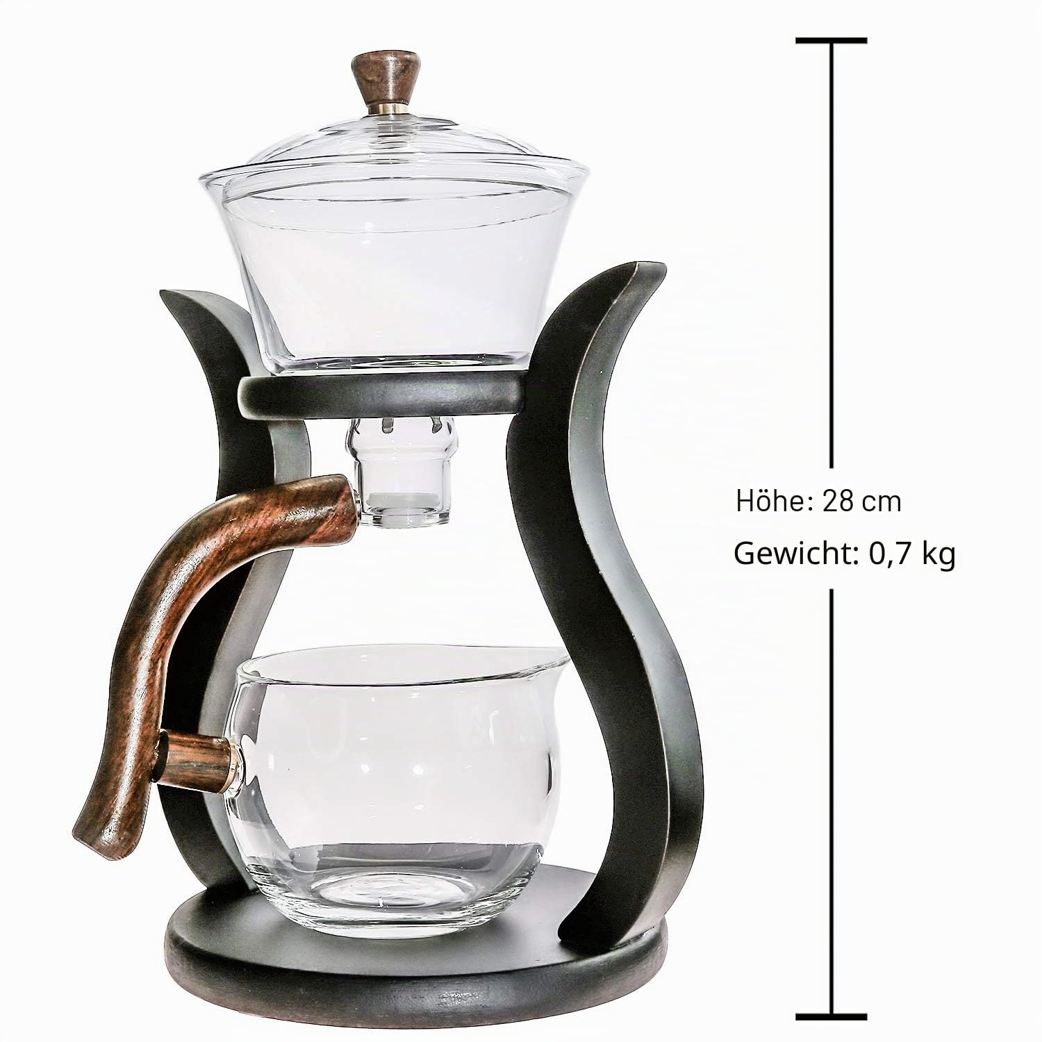 RORA Lazy Kungfu Glas-Teeset, magnetischer Wasserdurchlauf, Teekanne mit drehbarer Abdeckung, halbautomatisch, Glaskanne