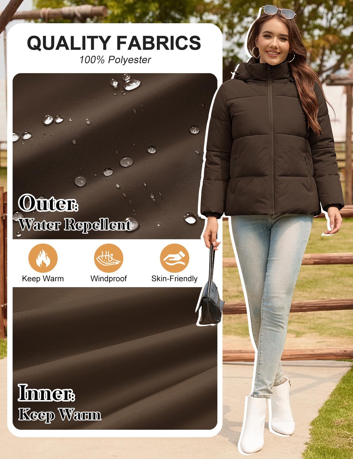 Vancavoo Giubbotto Donna Invernale Corto con Cappuccio Staccabile