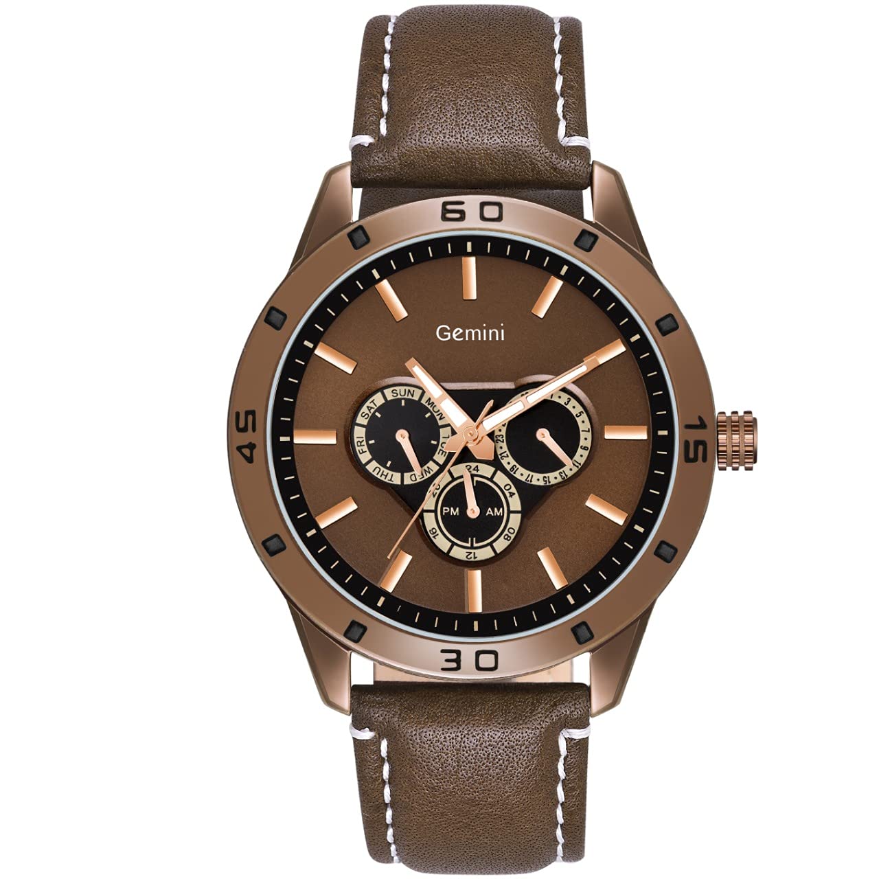 Gemini Analog Black Dial Mens Watch -JMD U914QL01 with Brown Leather Strap (B09BR7DGJ6) Amazon Price History, Amazon Price Tracker