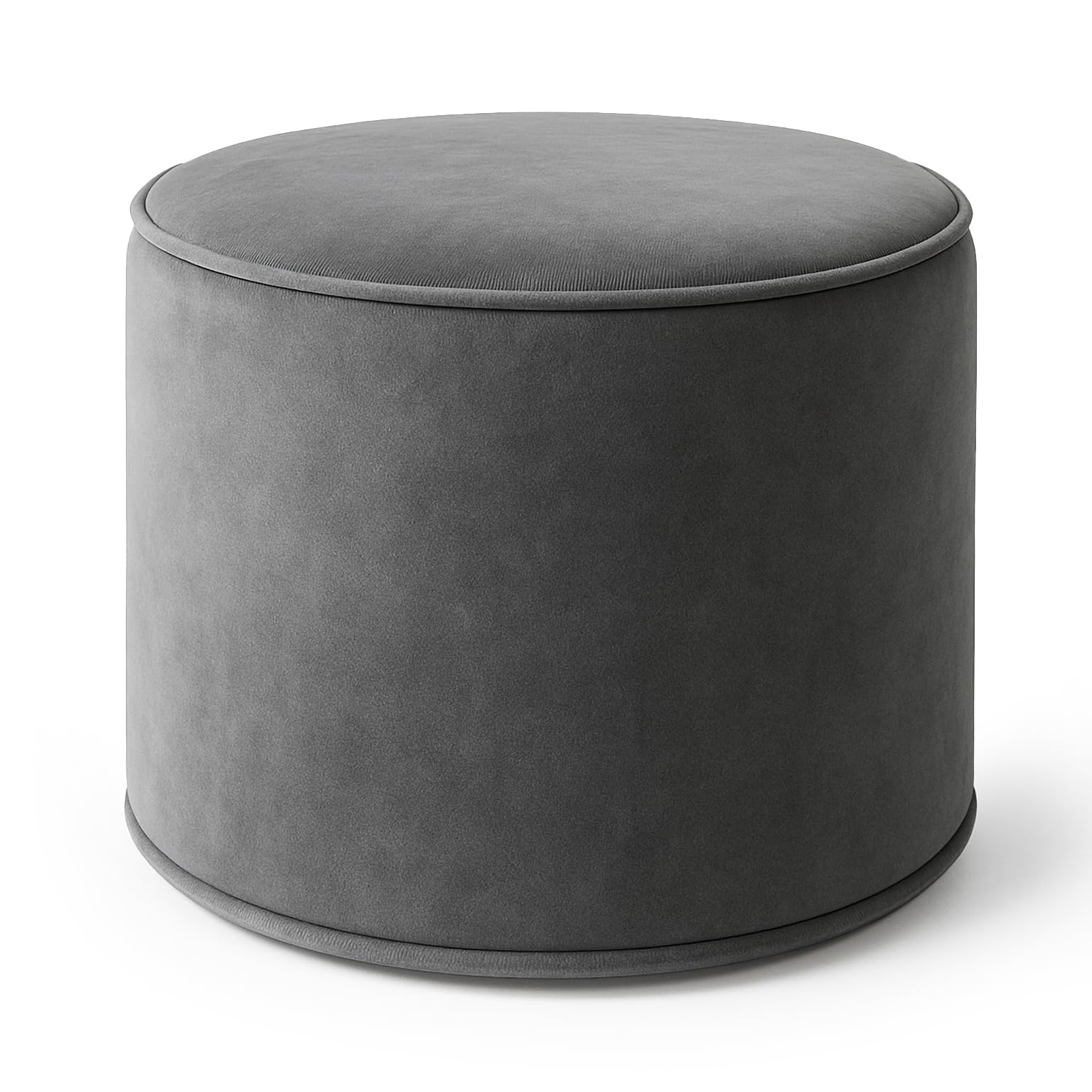 Luxury Velvet Footstool Bean Bags | Round Ottoman Footrest for Living Room & Bedroom | Modern Stylish & Durable Ergonomic Design | 40x40cm Comfy Pouffe (Grey)