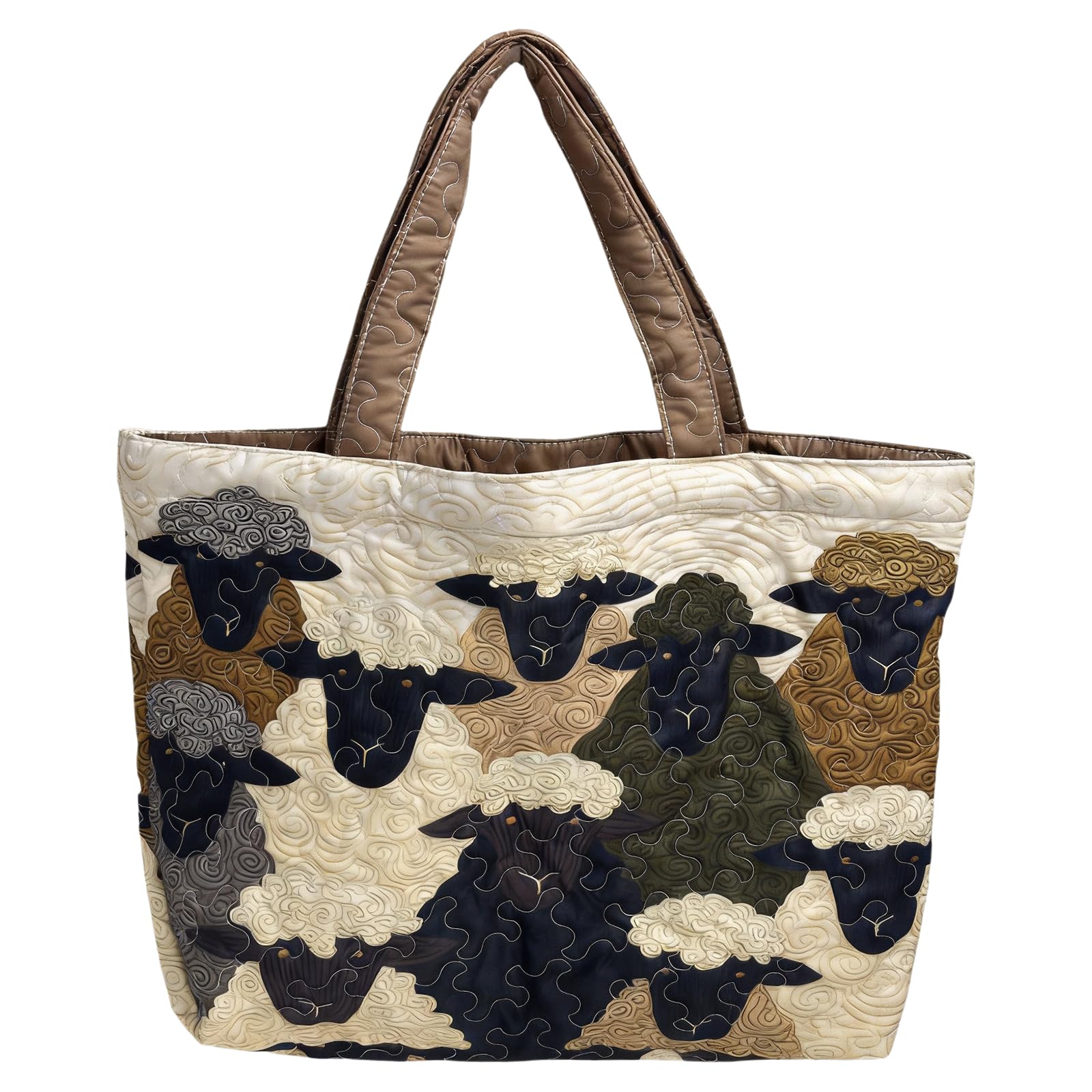 Bolso tote acolchado con patchwork bohemio y compartimentos Sheep Heaven 8