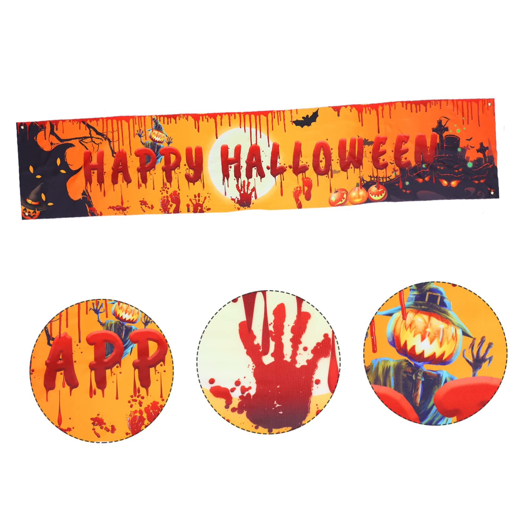 Alasum 4 szt. Halloween baner Happy Halloween girlanda Halloween chorągiewki Halloween na zewnątrz znak flaga baner Halloween ganek znak Halloween wisząca dekoracja znaki na drzwi wejściowe kolorowe