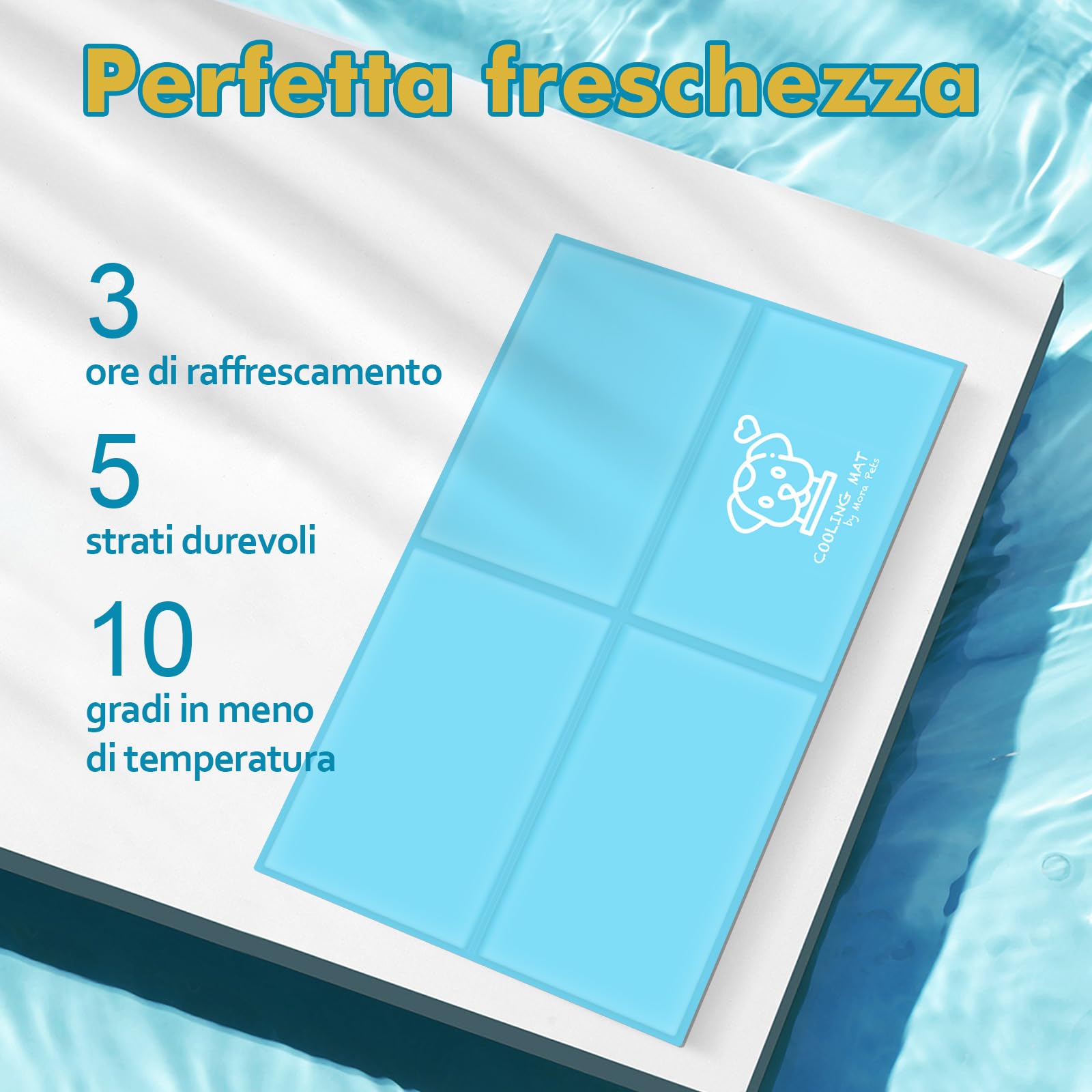 Pawtasy Tappetino Refrigerante per Cani e Gatti Tappeto Rinfrescante in Gel Non Tossico Materassino Raffreddamento per Animali Perfetto per Cani e Gatti in Estate XXL 120 x 80 cm