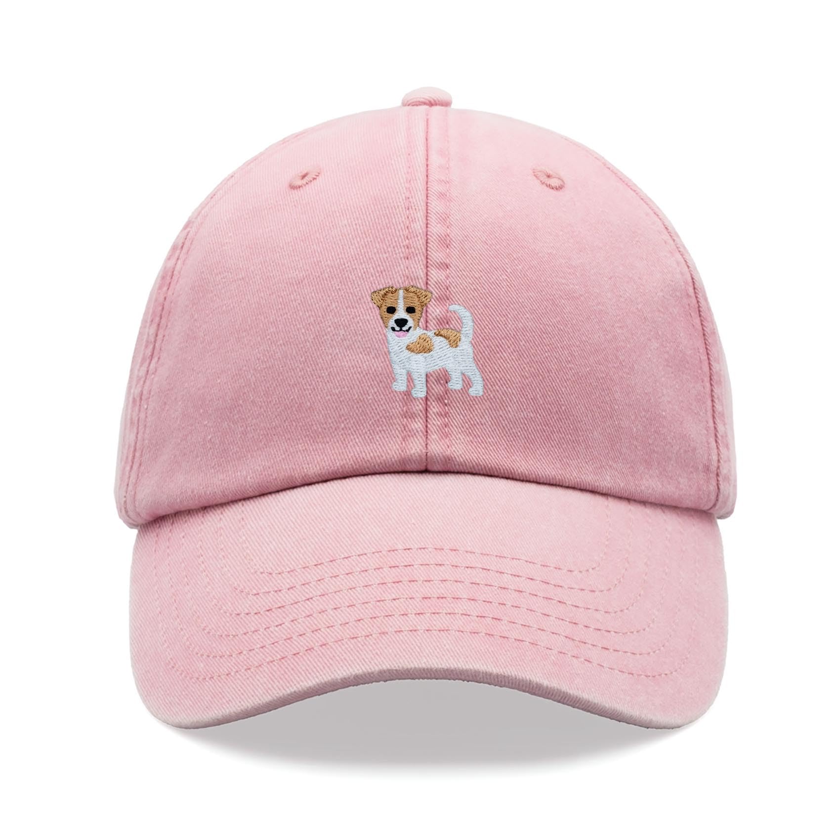 Jack Russell Terrier Dog Baseball Cap Vintage Washed Unisex Dad Hat Adjustable Pink
