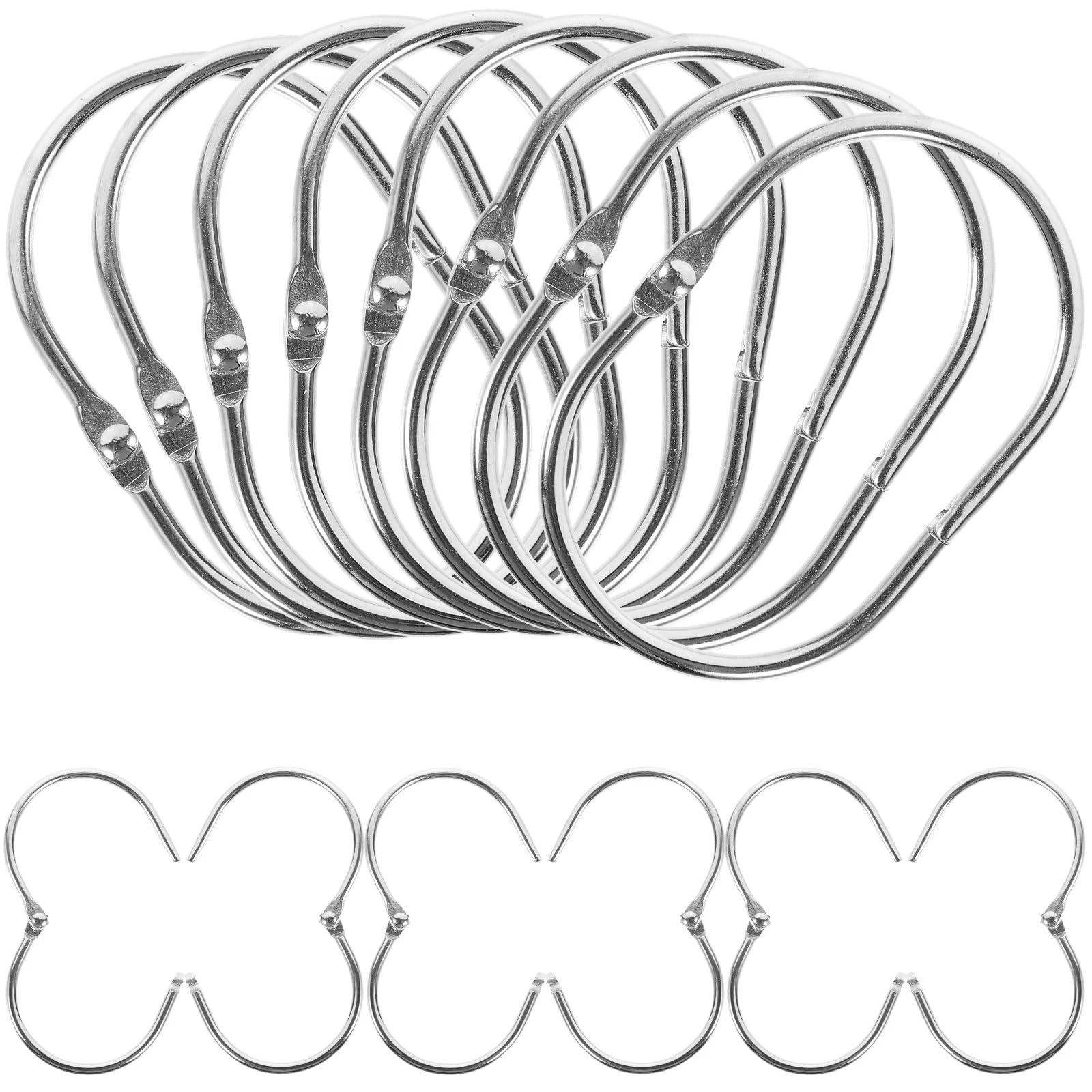 Ganci ad anello for tende da doccia, 30 pezzi, ganci in ferro colorato, argento, for il bagno