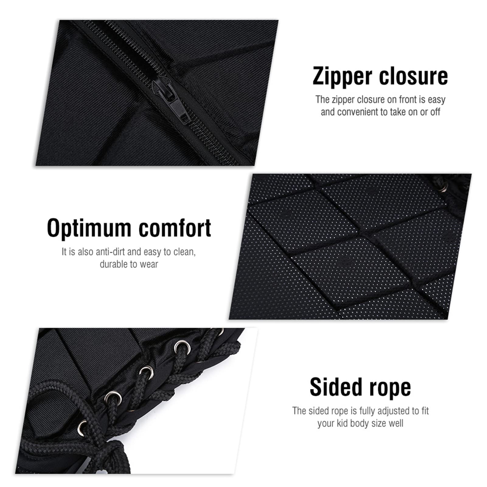 Chaleco de equitación, chaleco de seguridad, protector para niños, niñas, niños, duradero y cómodo, acrílico, negro, peso 286-432 g