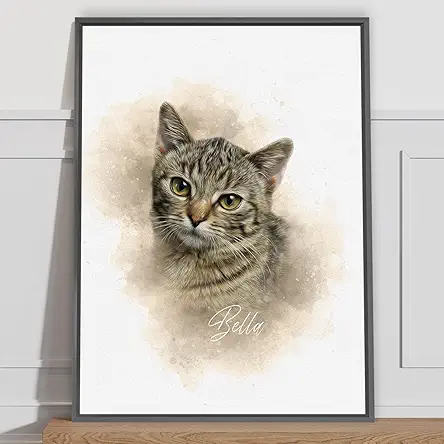 RAREVAY Personalized Dog/Cat Portrait Watercolor Painting Canvas Prints...