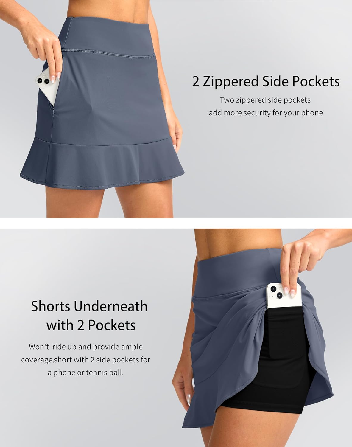 スコート Viodia 40.6 cm 女性用ゴルフスコート ハイウエスト テニス スカート アスレチック スコート スカート 女性用 内蔵シ