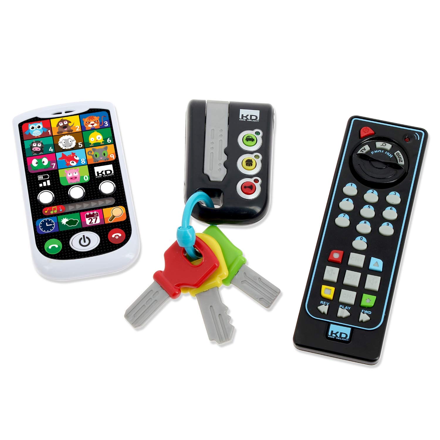 Infini Fun - Mon Kit High Tech - Téléphone, télécommande et clés - Découvrir Les Animaux, Chiffres, Couleurs et Formes - Jeux Educatif pour Enfant - I13900