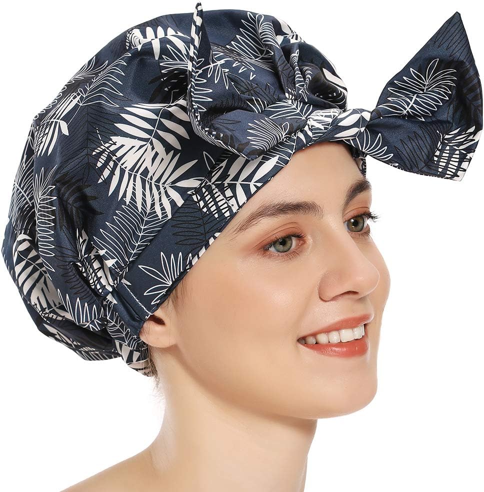 Shower Cap for Women Hair Caps for Shower Reusable Shower Cap for Long Hair Turban Shower Cap for Braids