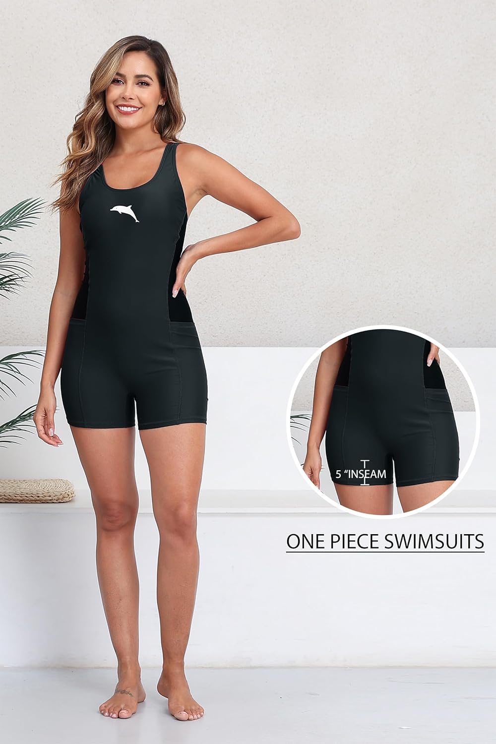 Halcurt Womens Boyleg One Piece Swimsuit Athletic Racerback Bathing Suit with Boyshorts Full Coverage Swimwear - Image 6