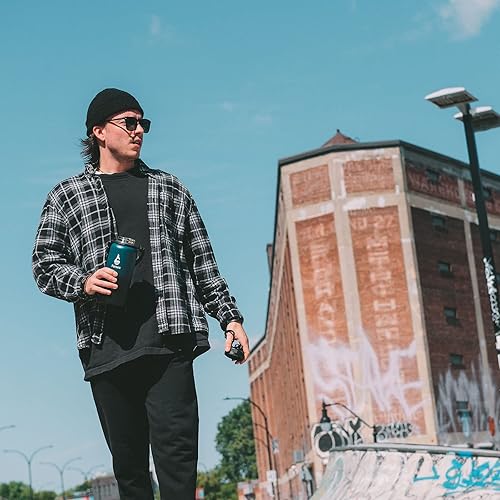 Miniatura 5 de Farsea - Botella de agua térmica con asa de cuerda de paracaídas, base protectora y 2 tapas (tapa de pajita y tapa de boquilla), botella de acero