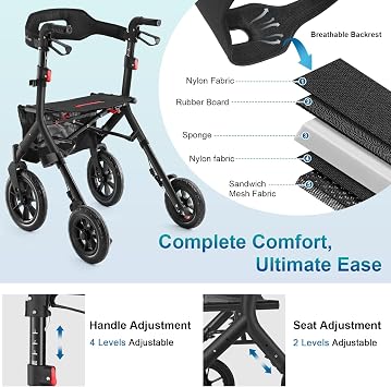 MAXWALK Rollator Walker for Tall Seniors, 12
