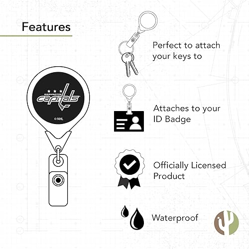 Miniatura 3 de Washington Capitals NHL Team - Carrete retráctil para tarjetas de identificación con bolsa