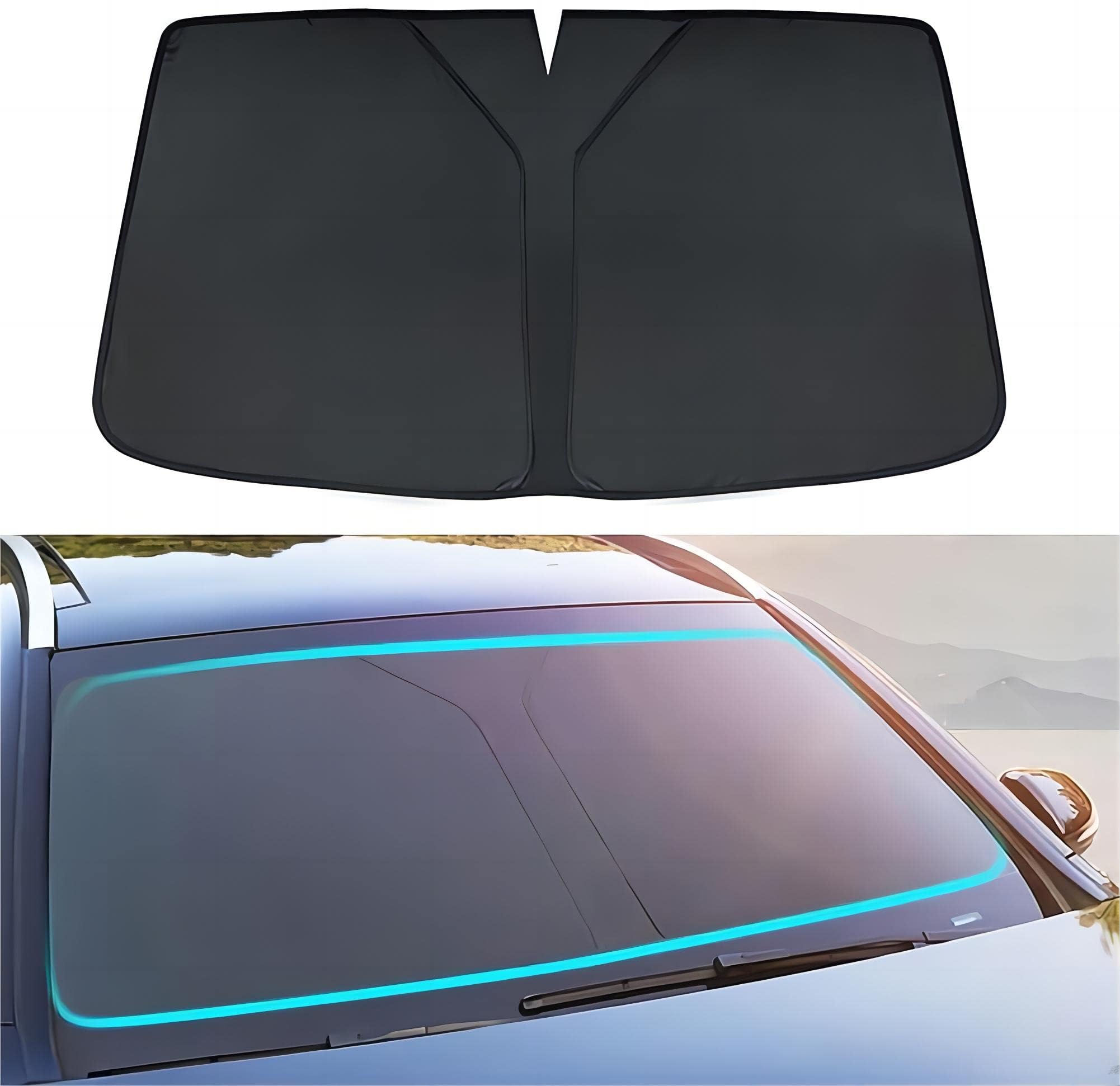 YJTYC Car Windscreen Sun Shade for Nissan Qashqai 2020-2024, Inside Front Windshield Visor Anti-Sun Shield Sunscreen Interior Accessories Foldable,A-Black