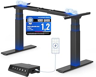 FLEXISPOT Höhenverstellbarer Schreibtisch Gestell, elektrisch mit 2 Motoren, 3-stufiges Tischgestell höhenverstellbar mit 4 Memory-Steuerung & USB, Belastbar bis 200 KG (ValtreX E200, Schwarz)