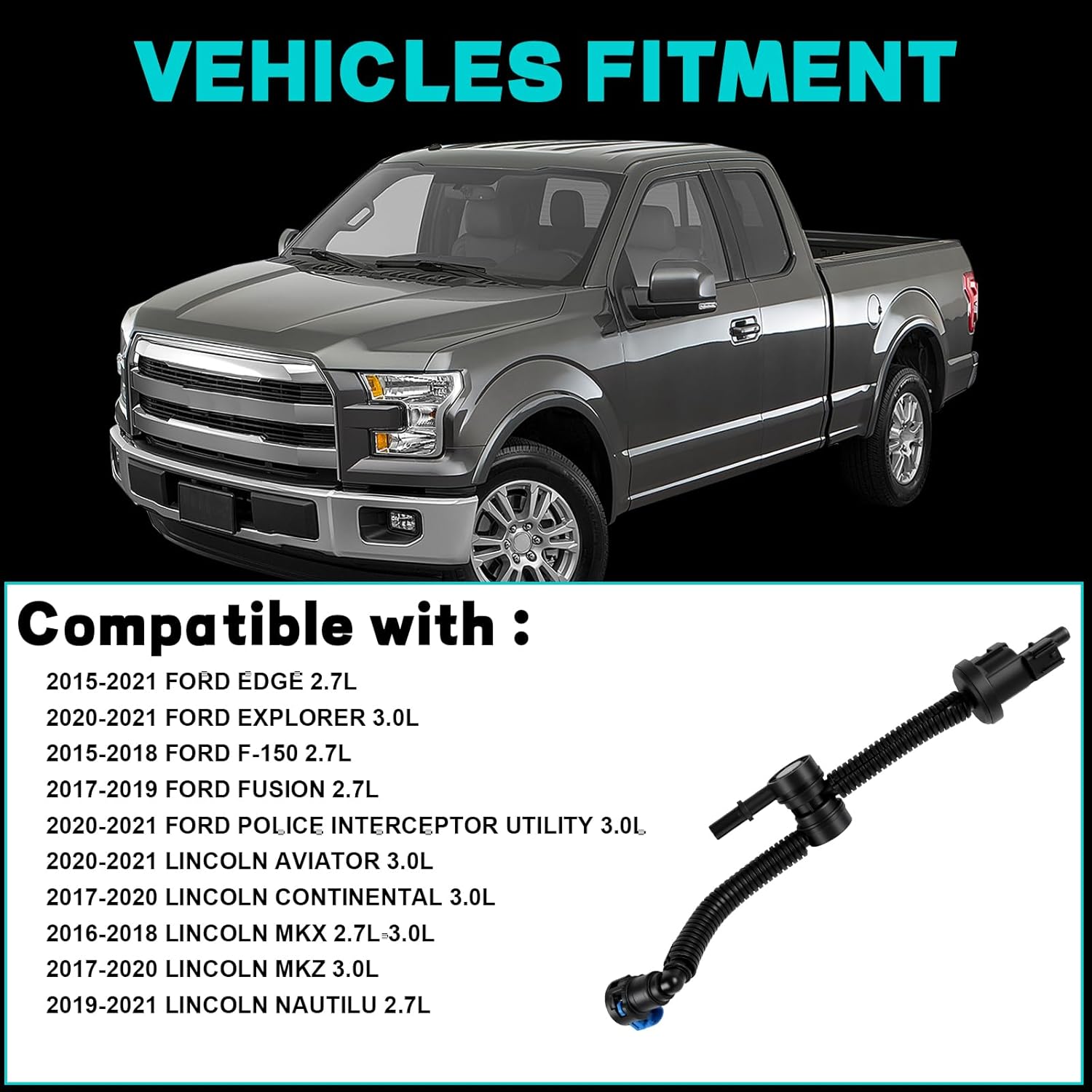 Fuel Tube Support Bracket Purge Valve Compatible with 2015-2021 Ford F150 2.7L Edge Explorer Fusion/Lincoln Canister Purge Solenoid Valve Repalces# GL3Z-9B325-B FL3Z-9B325-A