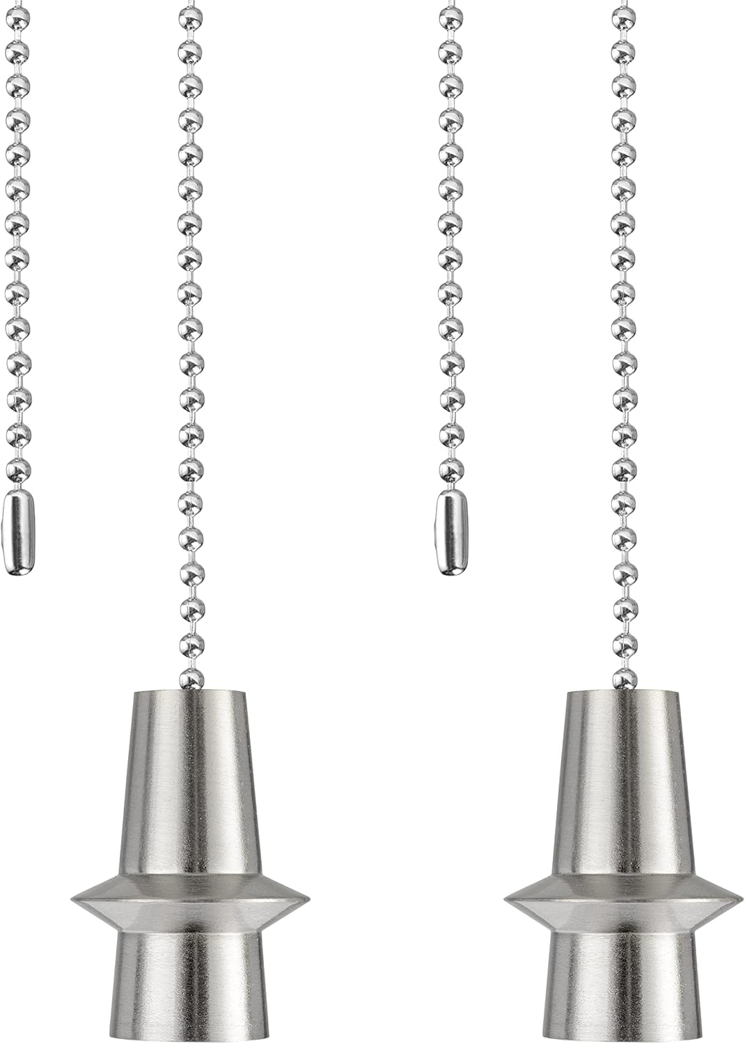Aspen Creative 20512-22, 12" Ceiling Fan Beaded Solid Steel Decorative Pull Chain/Satin Nickel Finish, 2 Pack