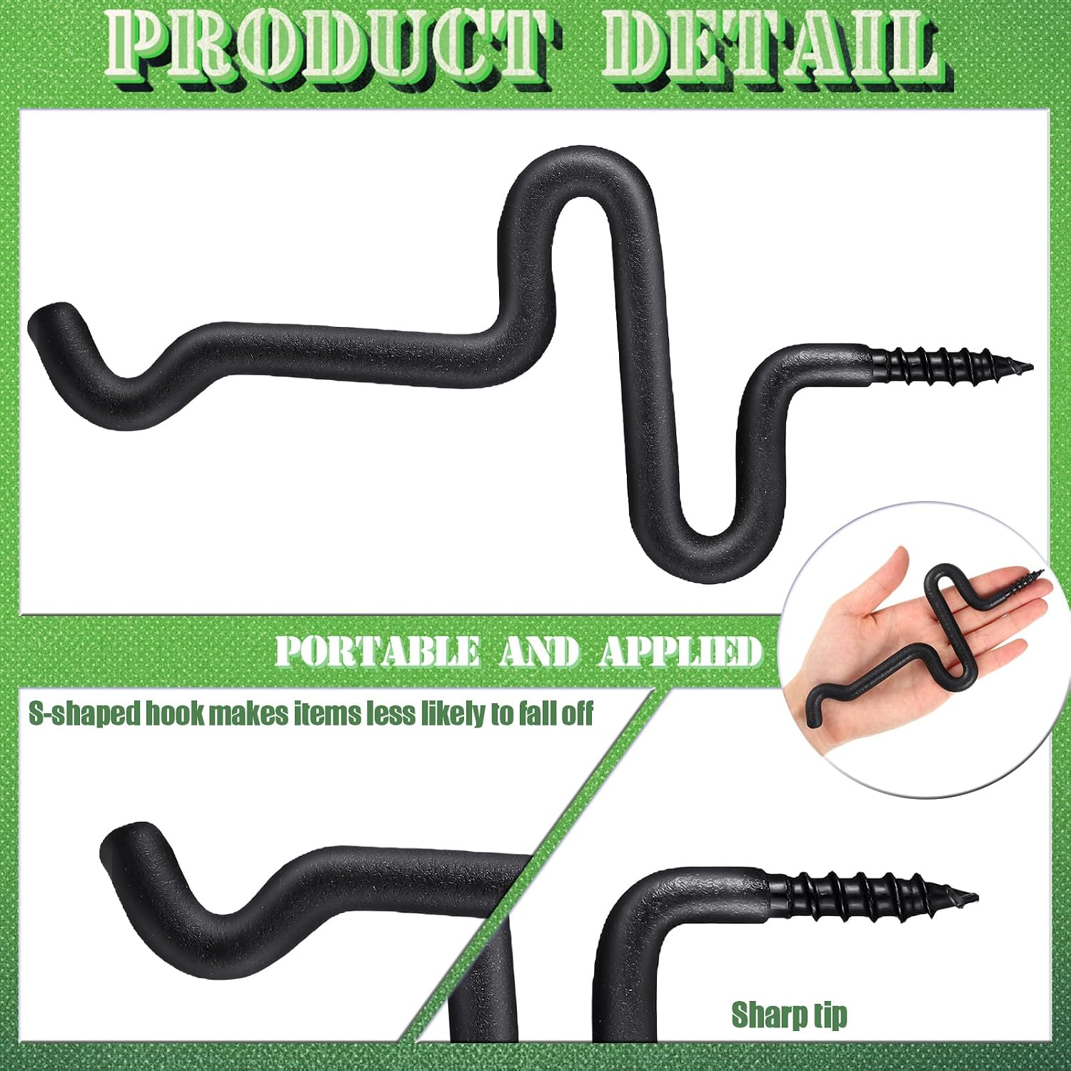 Cinnvoice 10 Pcs Tree Stand Bow Hanger Gear Holder Tree Stand Bow Hooks Accessory Hook for Outdoor Hunting Accessories, Black