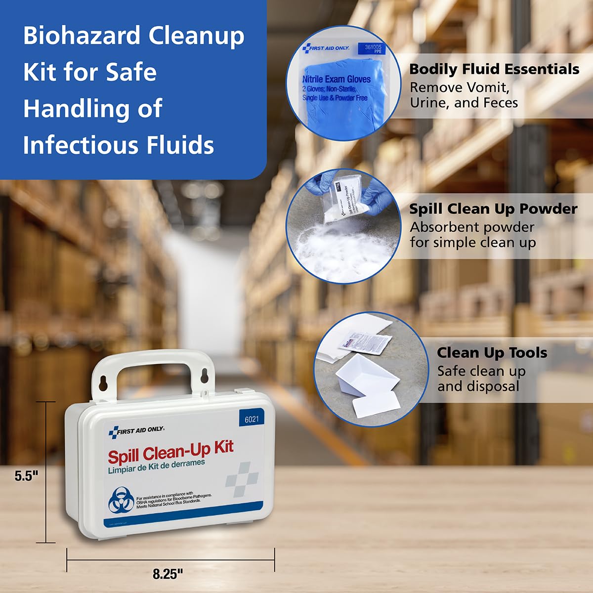 First Aid Only 21-Piece Body Fluid Spill Cleanup Kit with Case — Amazon image 3