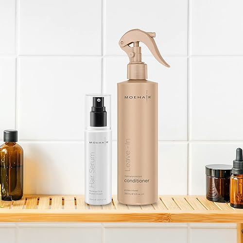 Miniatura 5 de MOEHAIR DUO Pack de suero para el cabello y acondicionador sin enjuague  Desenreda y elimina el encrespamiento  Suaviza y añade brillo  Hidrata y