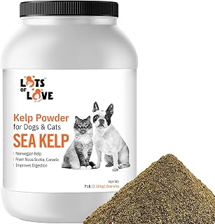 Organic Sea Kelp Powder (7 Pounds, 3.2 KG), Iodine and Thyroid Support for Dog & Cat, Norwegian Kelp Powder Supplement by Lots of Love
