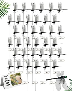 Dragon Fly Clips for Bugs Repellent 3D Realistic Fake Dragonfly Decoys Wasp Deterrent Hat Clip Accessories Garden Stakes Ornaments for Indoor Outdoor Yard Patio Decor36pcs