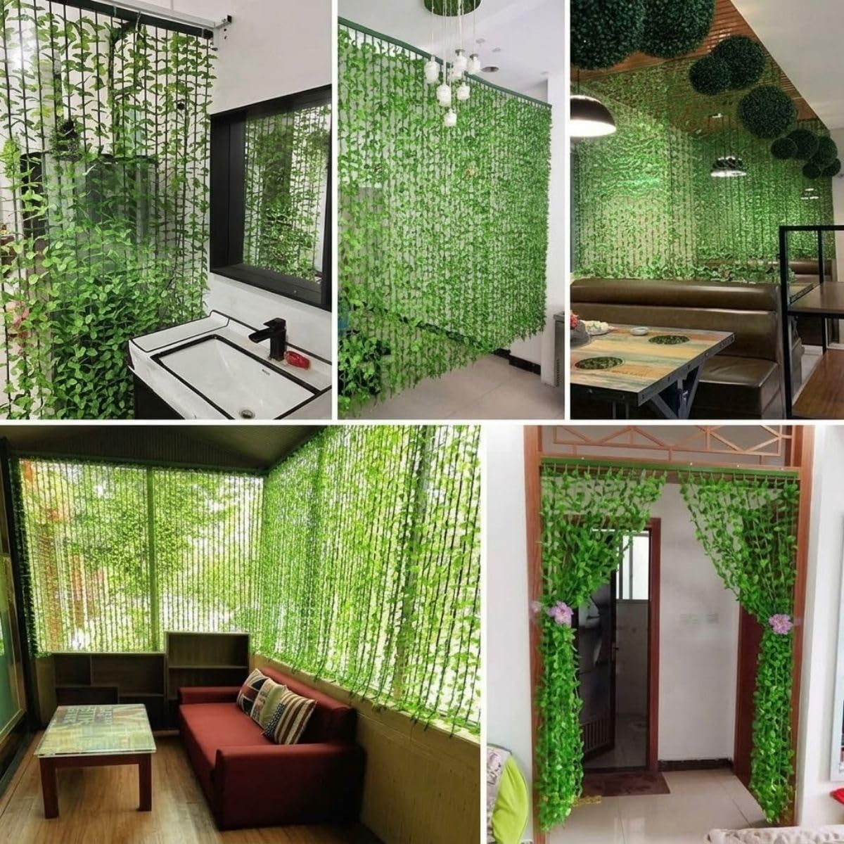 Generico Ghirlanda di Edera Artificiale Piante Finte Tenda a Fili Separatore con Foglie Verdi per Decorazione Pareti Matrimonio Giardino Balcone Ufficio Interni(60x180cm)