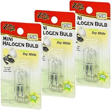 3 Pack Zilla Mini Halogen Bulb, Day White, 25 Watt