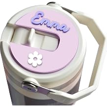 Flower Personalized Stanl-y Tumbler Name Plates, Stanl-y Topper, Stanl-y Cup Name Plate for Lid, Custom Acrylic Stanl-y Name Tag for IceFlow Flip Straw 20 30 Oz, Tumbler Lid Topper ID Accessories