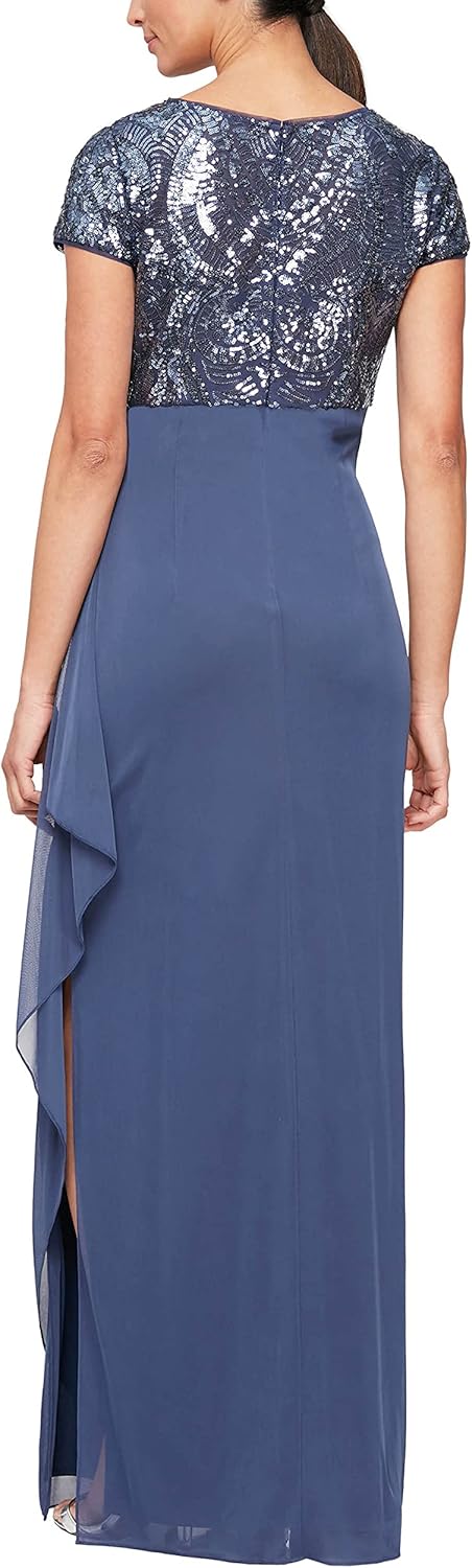 Alex Evenings Women's Stretch Sequin Bodice Empire Waist Long Dress : Clothing, Shoes & Jewelry