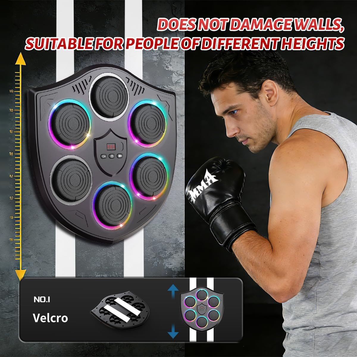 Music Boxing Machine for Adults, Wall Mounted Smart Punching Trainer, Interactive Boxing Target for Home Fitness