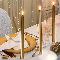 Vista 4 de Macarrie 24 Paquetes de Velas Cónicas Sin Llama Operadas con Batería Falsas de 11 Pulgadas de Largo Luz de Vela LED Sin Llama Candelabros