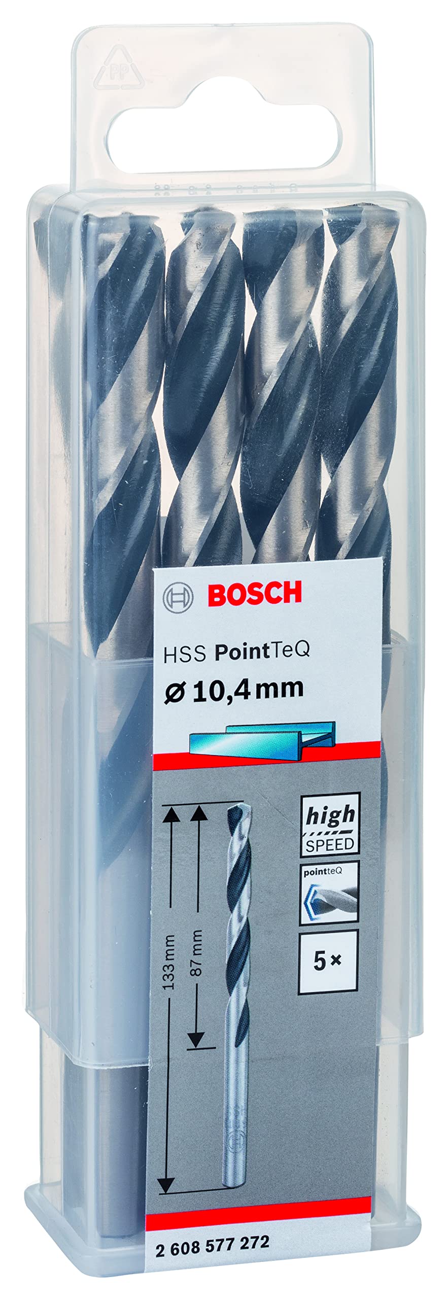 Bosch Professional 5 adet HSS spiral matkap ucu PointTeQ (metal için, 10,4 x 87 x 133 mm, matkap aksesuarı)