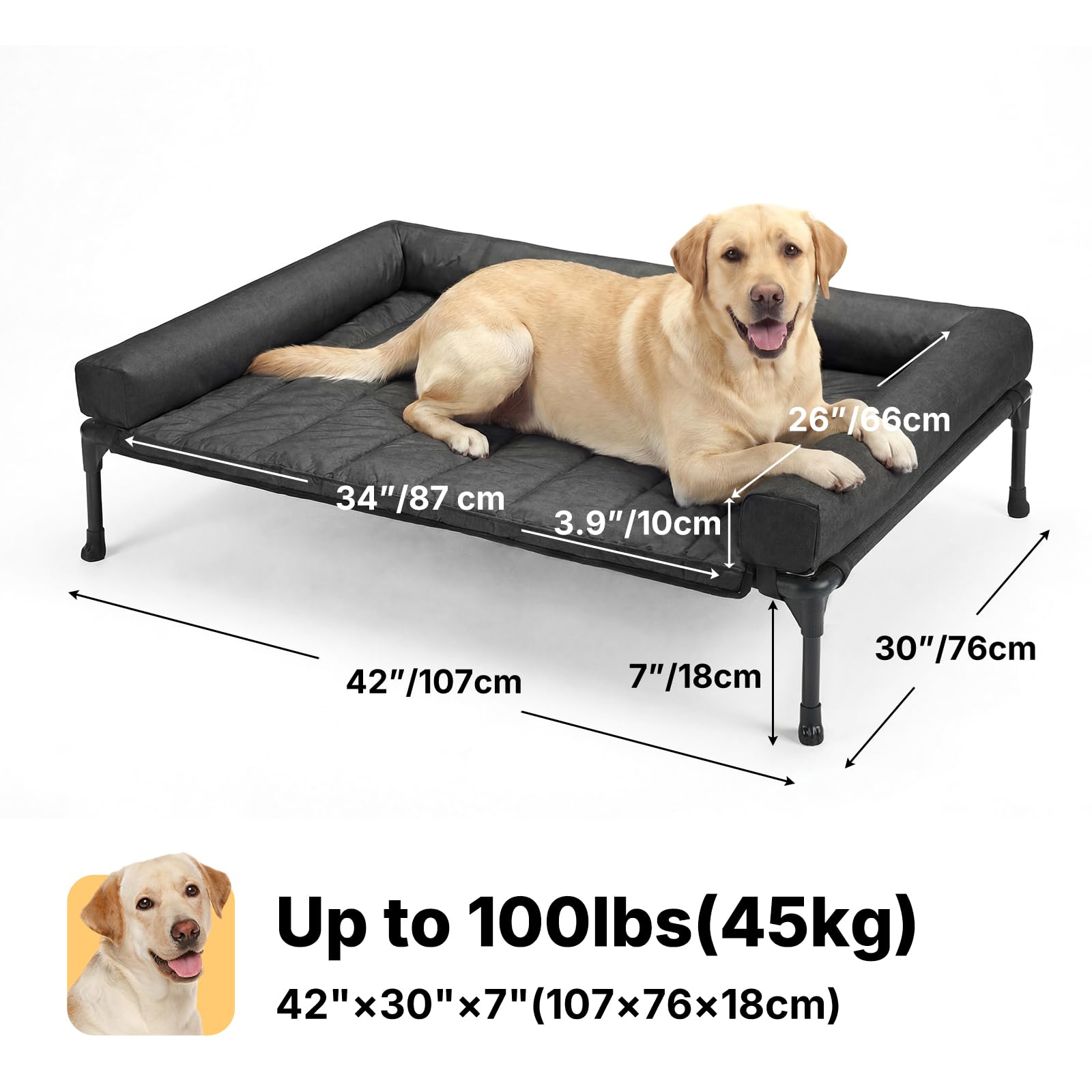 Amazon | Veehoo犬 ベッドペットベッド大型犬 ベッド高架犬用ベッド
