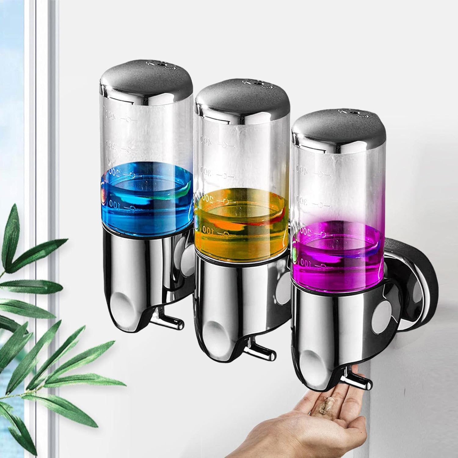 Shower Soap Dispenser Wall Mounted | 3 Chamber Wall Soap and Shower Dispenser,Shampoo and Soap Dispensers,Shower Dispenser for Bathroom Shower Enclosure Ohicki