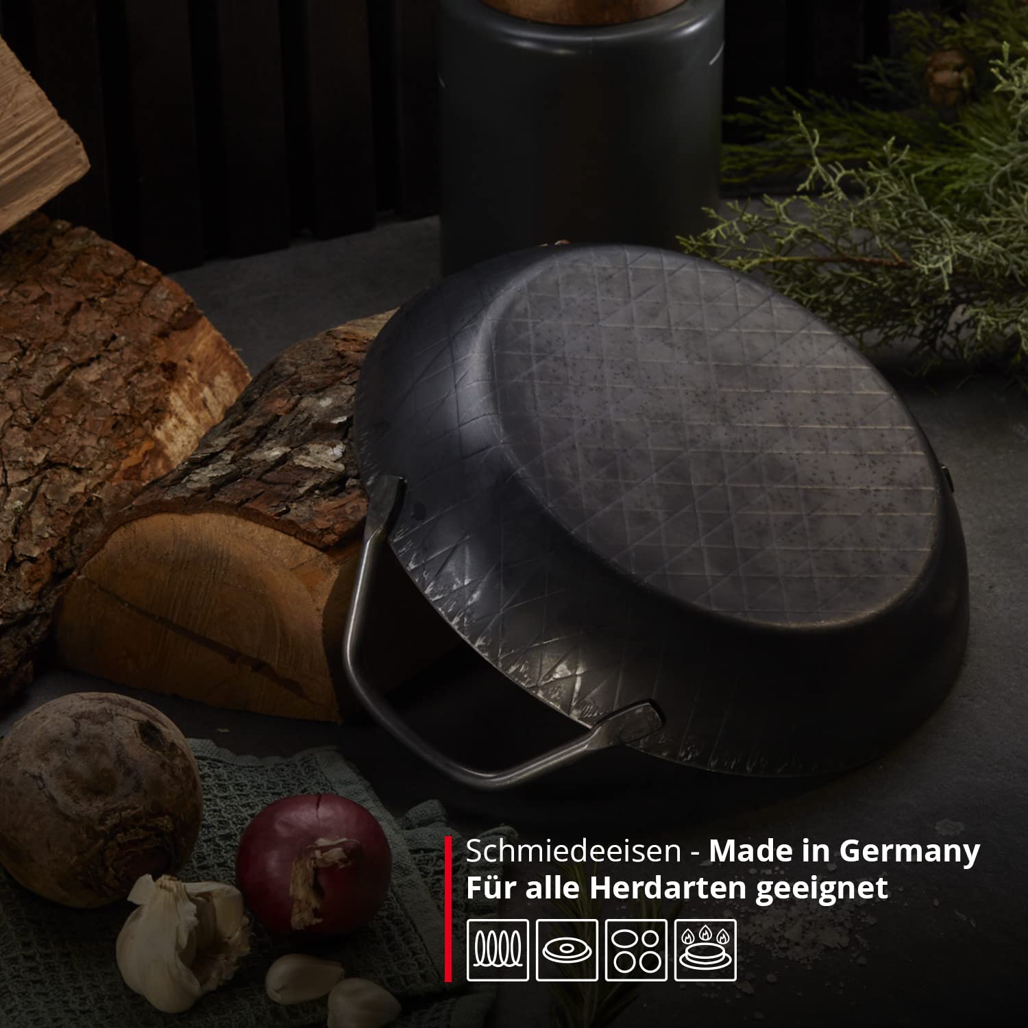 MEISTERKOCH Servierpfanne – 28 Cm, 3,5 Liter, Emailliertes Gusseisen Für Alle Herde & Ofen