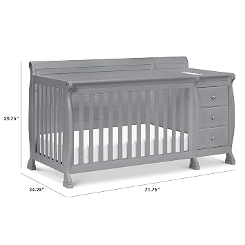 Davinci Kalani 4-in-1 Convertible Baby Crib & Changing Table Combo - GREENGUARD Gold Certified - Toddler Bed, Daybed, Full-Size Bed Conversion - 4 Adjustable Mattress Heights - Gray