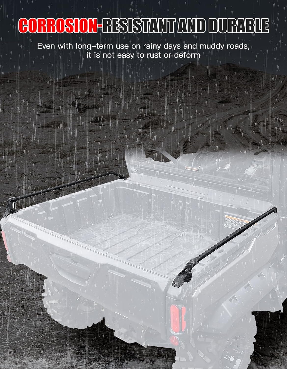 Cargo Bed Rails for Can-Am Defender - Heavy Duty Steel Tube Combined Side Rails Kit, Tie Down Anchor & Bed Protection for Defender/Defender Max HD5 HD7 HD8 HD9 HD10 2016-2025 (A Pair)