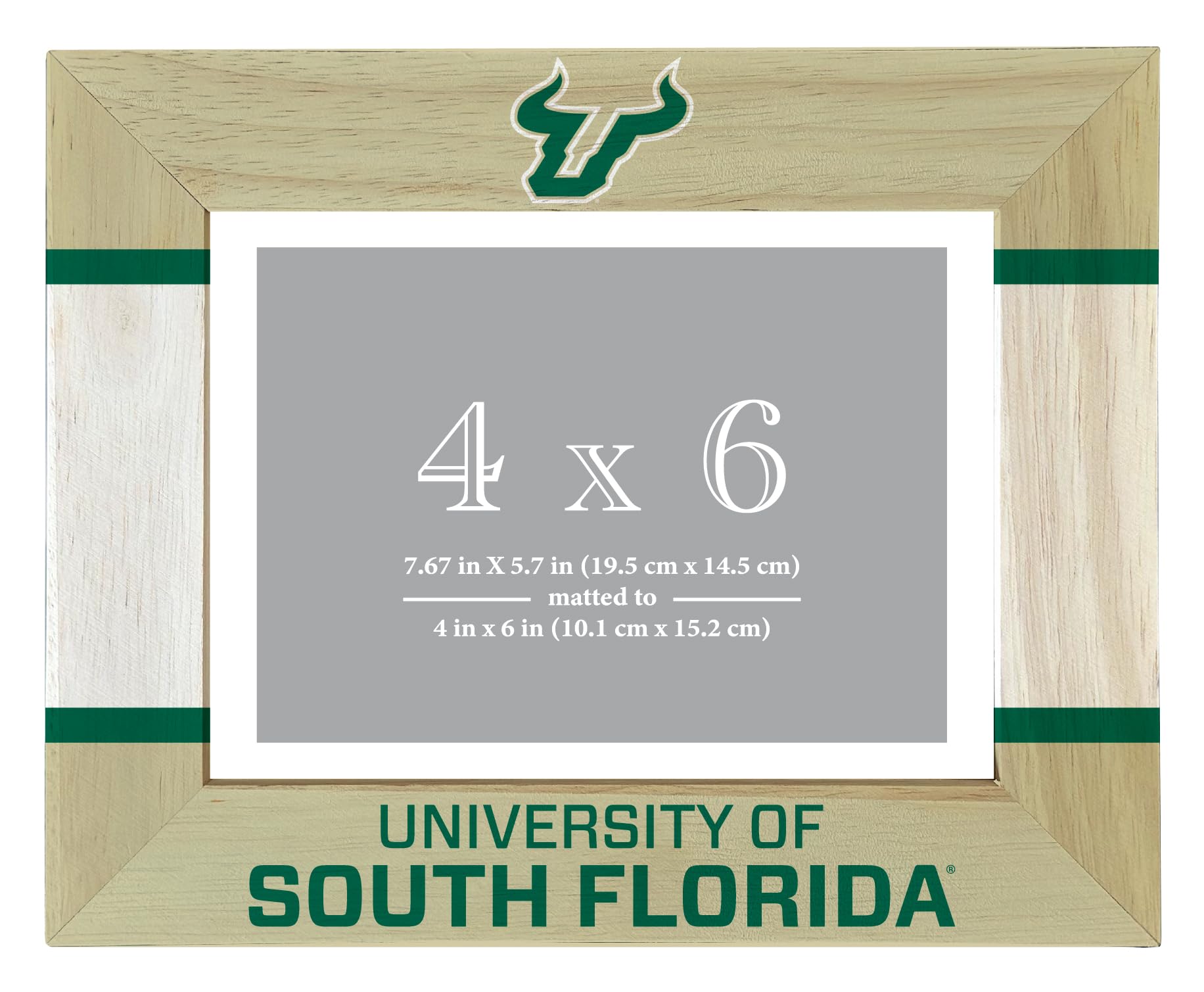 R and R Imports South Florida Bulls Wooden Photo Frame Printed Design Matted to 4 x 6 Inch Officially Licensed Collegiate Product