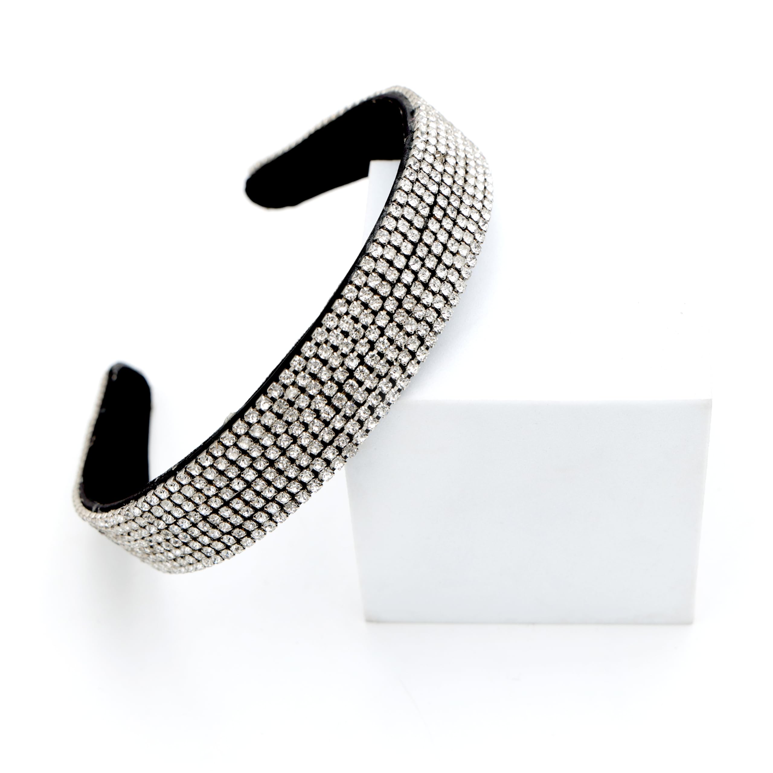 Headbands Black Silver Headband Wide Headbands For Women Non Slip Fashion Bling Sparkly Diamond Holiday Headband Birthday Wedding Bridal Hair Accessories For Women Girls-image-45