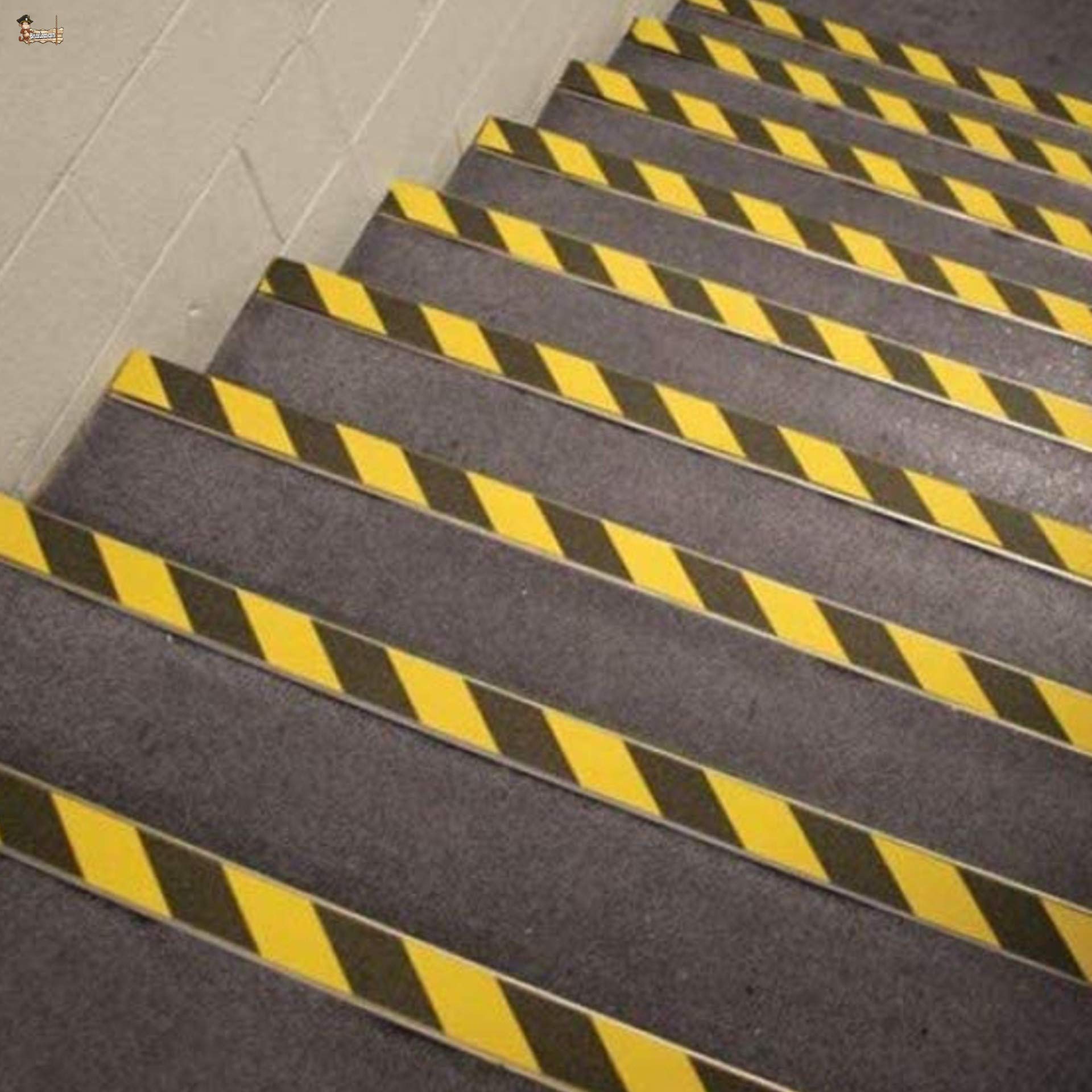 BricoLoco Cinta banda antideslizante adhesiva antiresbalante para escaleras, escalones, suelo, zonas resbaladizas. Amarillo y negro. Ancho 50 mm. Largo 5 mts. (5)