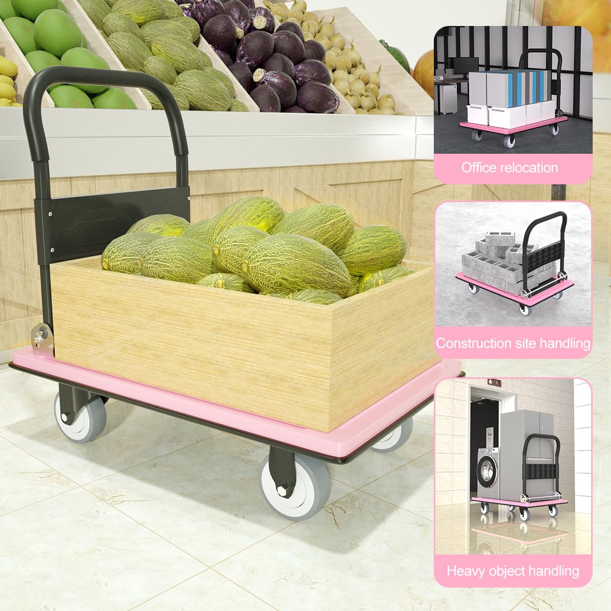 WUD Folding Push Cart - 1100 lb Capacity -4