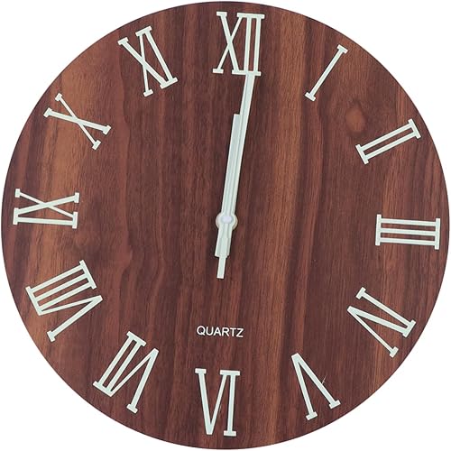 HOMSFOU Reloj de pared de madera luminoso brillante decoraciones relojes digitales reloj de pared de madera estilo europeo reloj de pared brillante