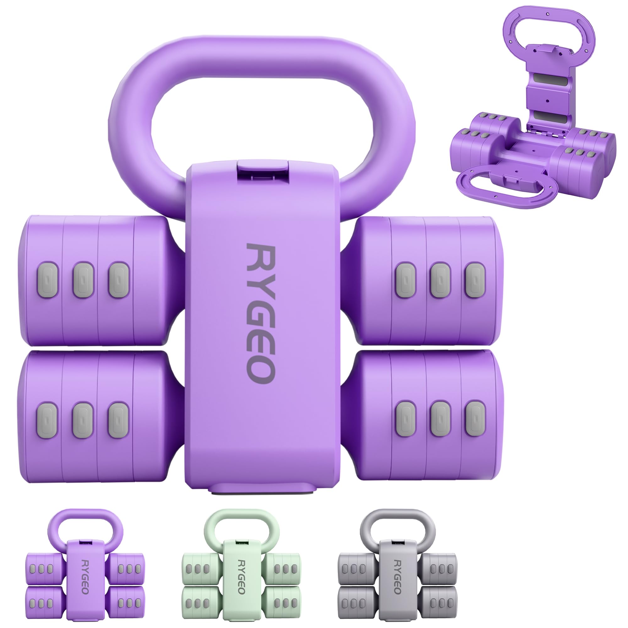 RYGEO Adjustable Dumbbell Set of 2, 4-in-1 Free Weights for Women & Men, Quick-Adjust Hand Weights 2lb, 3lb, 4lb, 5lb, Ideal for Home Gyms, Chest Press Machines & Twisters.