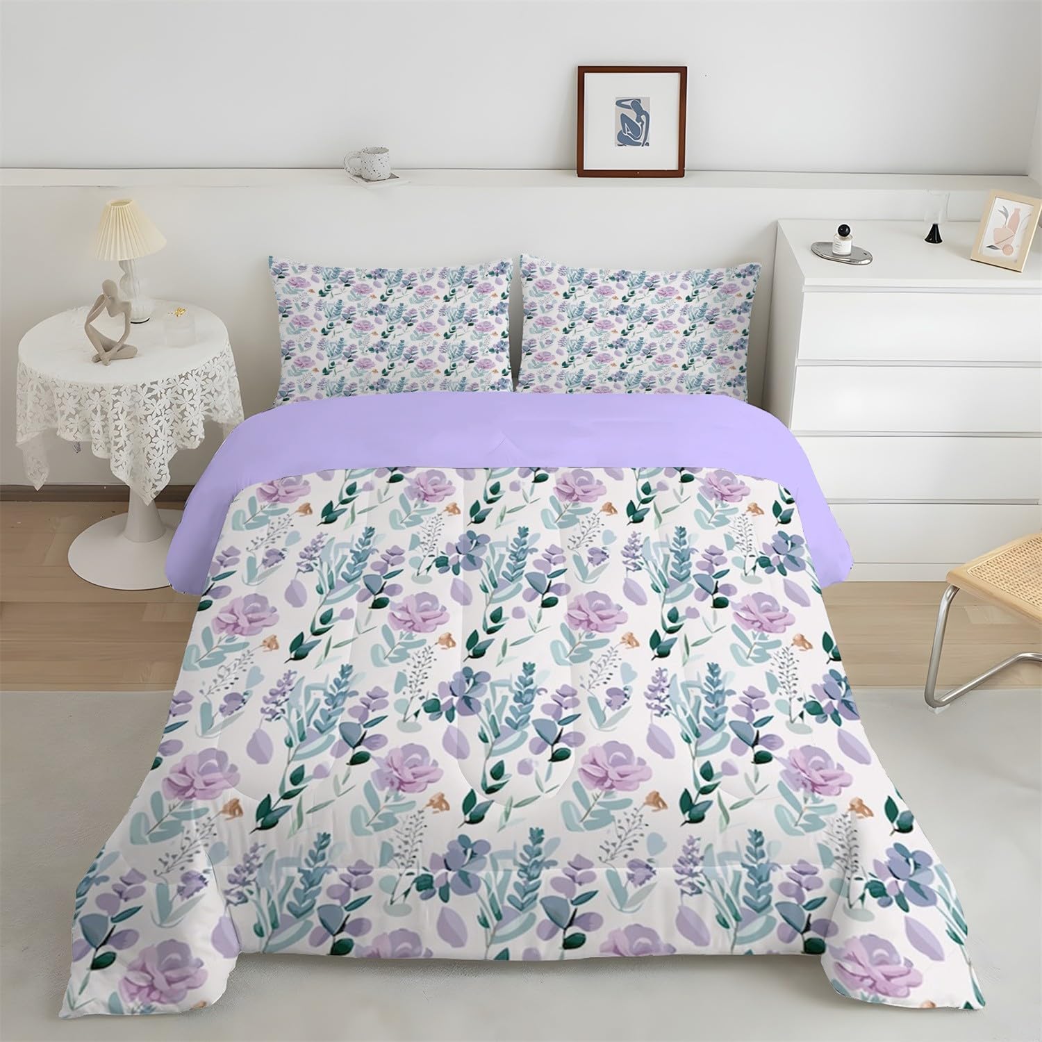 Kołdra w rozmiarze King Size, miękka kołdra, lekka kołdra, zestawy kołder na wszystkie pory roku i można prać w pralce, rozmiar king, 230 x 220 cm, fioletowa LJ167