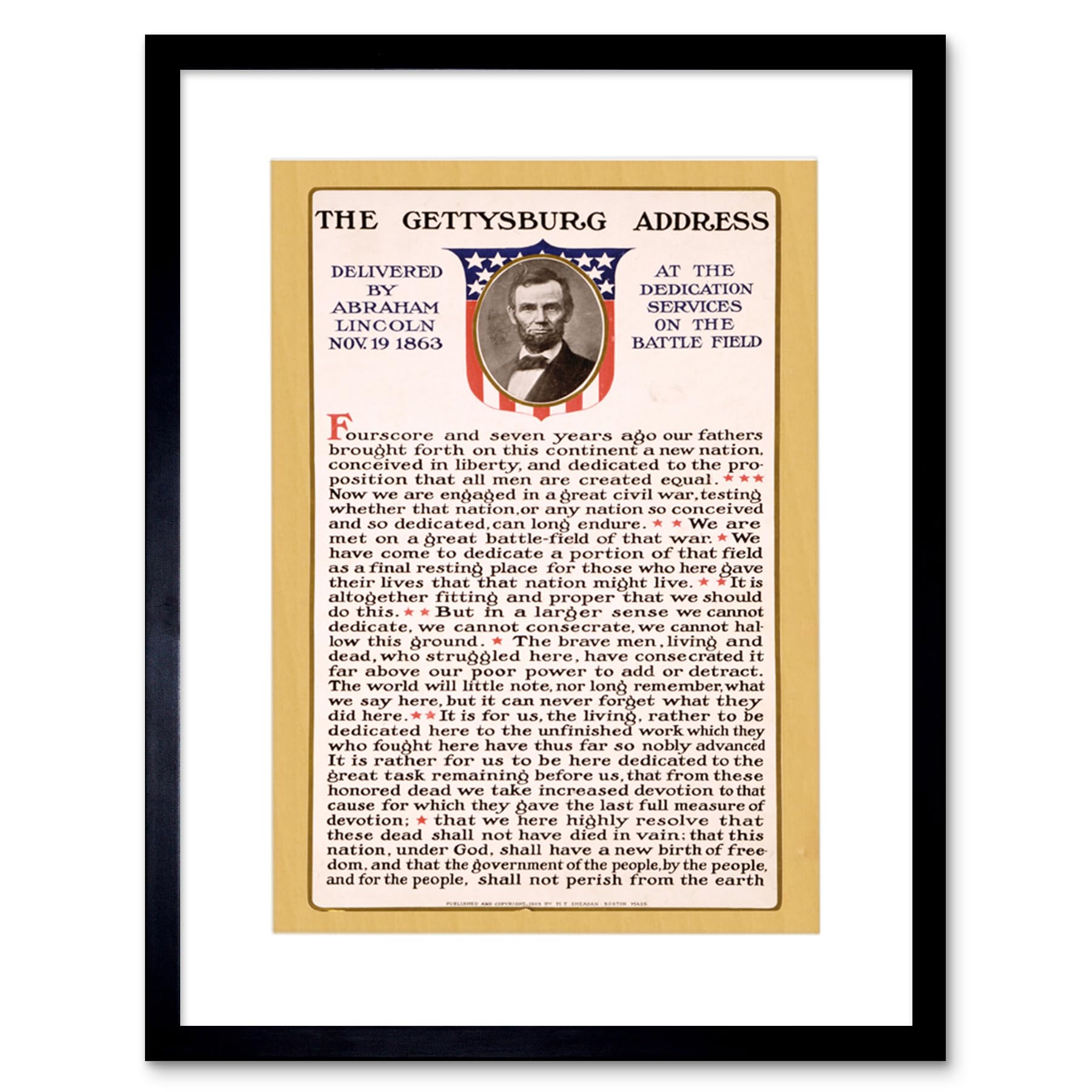 Wee Blue Coo War American Civil Lincoln Gettysburg Address President Framed Wall Art Print