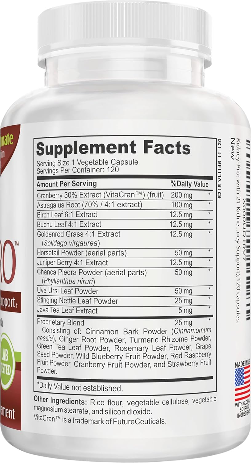 Kidney-Pro: with 21 Kidney Health Supplements in 1 Formula | All-in-1 Kidney Support Supplement | 2-Month Bulk Supply | 120 Capsules - Image 2
